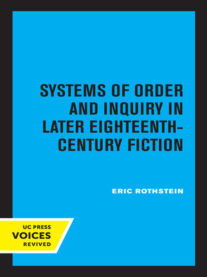 cover image of Systems of Order and Inquiry in Later Eighteenth-Century Fiction